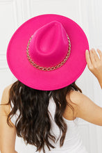 Load image into Gallery viewer, Fame Hot Pink Chain Embellished Wide Brimmed Hat
