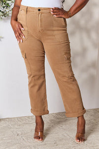 Risen Lydia High Waisted Straight Leg Brown Denim Jeans