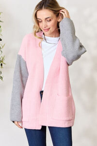 BiBi Color Block Contrast Open Front Cardigan