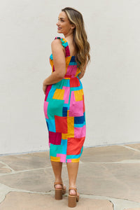 And The Why Multicolored Patchwork Midi Dress