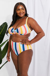 Marina West Swim Multicolor Striped Two Piece Bikini Set