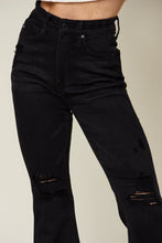 Load image into Gallery viewer, Judy Blue High Waisted Distressed Black Denim Flared Leg Jeans
