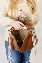 Load image into Gallery viewer, SHOMICO Fringe Detail Contrast Vegan Leather Handbag
