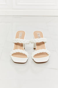 MM Shoes White Double Braided Block High Heel Sandals