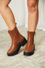 Load image into Gallery viewer, Forever Link Chestnut Brown Side Zip Vegan Patented Leather Platform Boots
