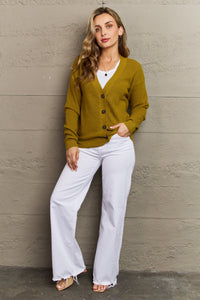 Zenana Chartreuse Button Down Soft Knit Cardigan