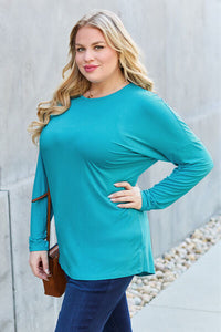 Basic Bae Solid Color Long Sleeve Dropped Shoulder Top