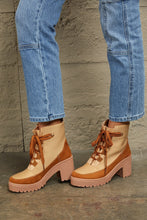 Load image into Gallery viewer, East Lion Corp Two Tone Brown Lace Up Lug Heel Combat Boots
