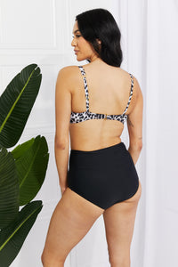 Marina West Swim Solid Leopard Two Piece Bikini Set