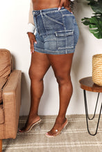 Load image into Gallery viewer, RISEN Urban Chic High Waisted Cargo Style Blue Denim Shorts
