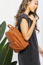 Load image into Gallery viewer, SHOMICO Chestnut Brown Vegan Leather Woven Backpack
