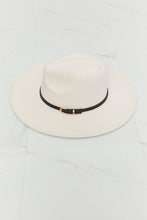 Ladda upp bild till gallerivisning, Fame Solid Beige Contrast Black Vegan Leather Belt Buckle Wide Brim Hat
