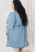 Load image into Gallery viewer, HEYSON Oversized Relaxed Fit Blue Denim Babydoll Dress
