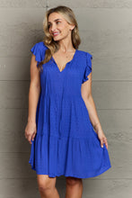 Load image into Gallery viewer, Culture Code Blue Swiss Dot Tiered Dress

