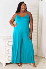 Load image into Gallery viewer, Double Take Back Tie Detailed Strappy Shoulder Wide Leg Jumpsuit
