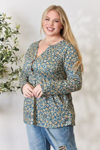 Load image into Gallery viewer, Heimish Multicolor Floral Long Sleeve Babydoll Top
