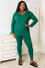 Load image into Gallery viewer, Zenana Dark Green Two Piece Loungewear Set

