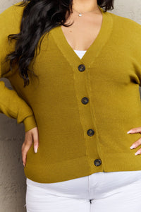 Zenana Chartreuse Button Down Soft Knit Cardigan