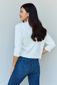 Ninexis Ivory Open Front 3/4 Sleeve Cropped Cardigan