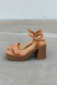 Weeboo Cognac Open Toe Platform Heel Sandals