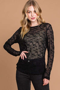 Culture Code Black Mesh Perspective Top