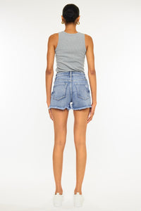 Kancan Dezi Distressed Chewed Raw Hem Denim Shorts