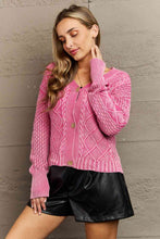 Load image into Gallery viewer, HEYSON Fushia Mineral Washed Soft Cable Knit Cardigan
