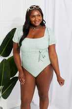 Load image into Gallery viewer, Marina West Swim Gingham Daisy Puffy Sleeve One Piece
