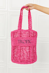 Fame Hot Pink Straw Tote Bag
