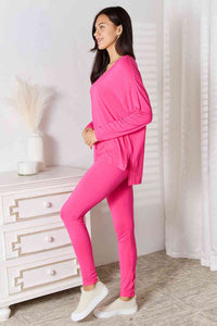 Basic Bae Solid Color Soft Woven Two Piece Loungewear Set