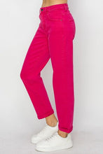 Load image into Gallery viewer, RISEN High Waisted Rolled Hem Pink Denim Straight Leg Jeans
