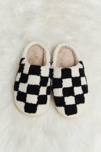 Melody Checkered Plush Slide Slippers