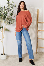 Load image into Gallery viewer, BOMBOM Brick Red Long Sleeve Drop Off Shoulder Top
