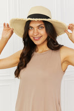 Load image into Gallery viewer, Fame Ivory Fringe Detailed Wide Brim Straw Hat
