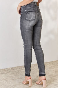 Judy Blue Missy High Waisted Tummy Control Released Hem Gray Denim Skinny Jeans