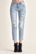 Load image into Gallery viewer, RISEN Distressed Cropped Blue Denim Skinny Jeans
