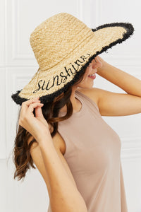 Fame Straw Sunshine Embroidered Fringe Hat