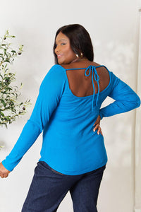 Culture Code Blue Ribbed Sweetheart Neck Soft Knit Top