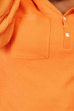 Ladda upp bild till gallerivisning, Basic Bae Orange Button Down Hooded Waffle Knit Top
