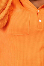 Cargar imagen en el visor de la galería, Basic Bae Orange Button Down Hooded Waffle Knit Top
