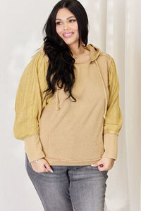 HEYSON Baked Clay Mineral Washed Cotton Gauze Terry Hoodie Top