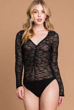 Cargar imagen en el visor de la galería, Culture Code Black Mesh Perspective Bodysuit
