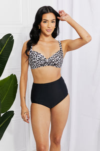 Marina West Swim Solid Leopard Two Piece Bikini Set