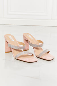 MM Shoes Pink Sparkly Rhinestone Studded Block Heel Sandals