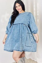 Ladda upp bild till gallerivisning, HEYSON Oversized Relaxed Fit Blue Denim Babydoll Dress
