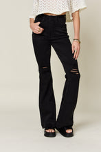 Load image into Gallery viewer, Judy Blue High Waisted Distressed Black Denim Flared Leg Jeans
