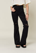 Carregar imagem no visualizador da galeria, Judy Blue High Waisted Distressed Black Denim Flared Leg Jeans
