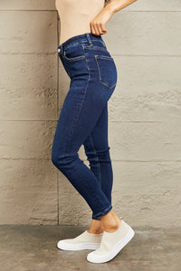 BAYEAS Carly Mid Rise Relaxed Skinny Dark Blue Denim Relaxed Skinny Jeans