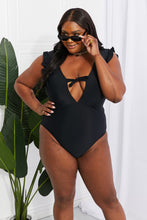 Carregar imagem no visualizador da galeria, Marina West Swim Solid Black Ruffle Plunge Tie One-Piece Swimwear
