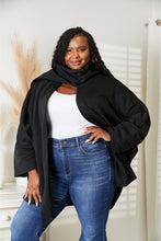 Load image into Gallery viewer, HEYSON Black Built In Scarf Open Front Cardigan
